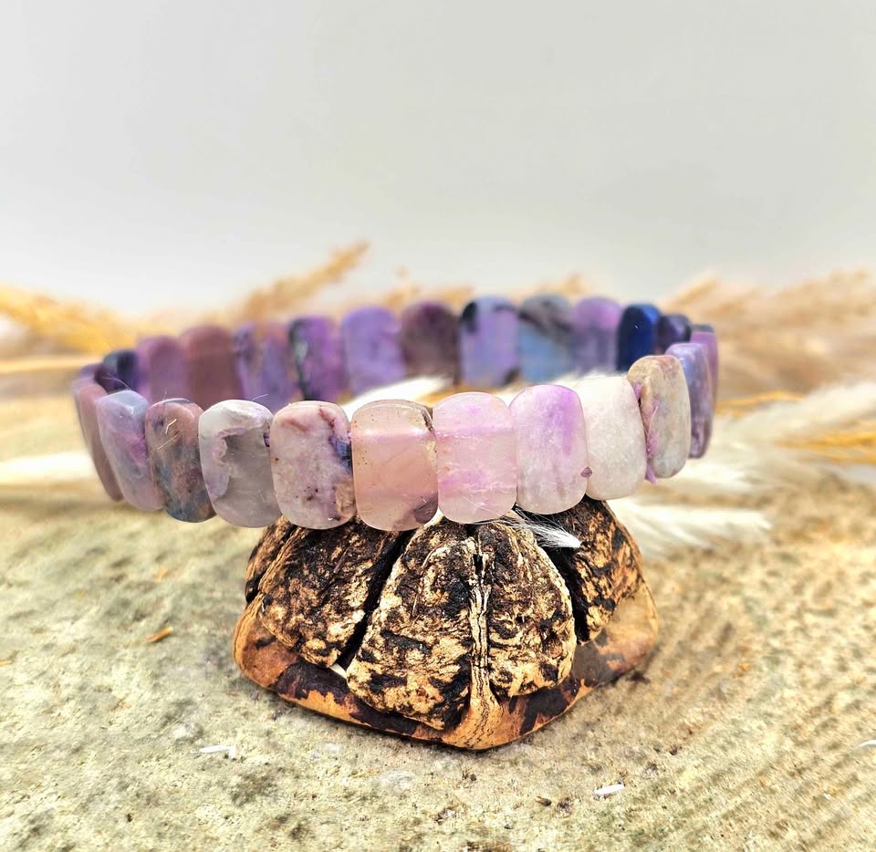 Genuine Nature Sugilite Oblong Tiles Beads Bracelet