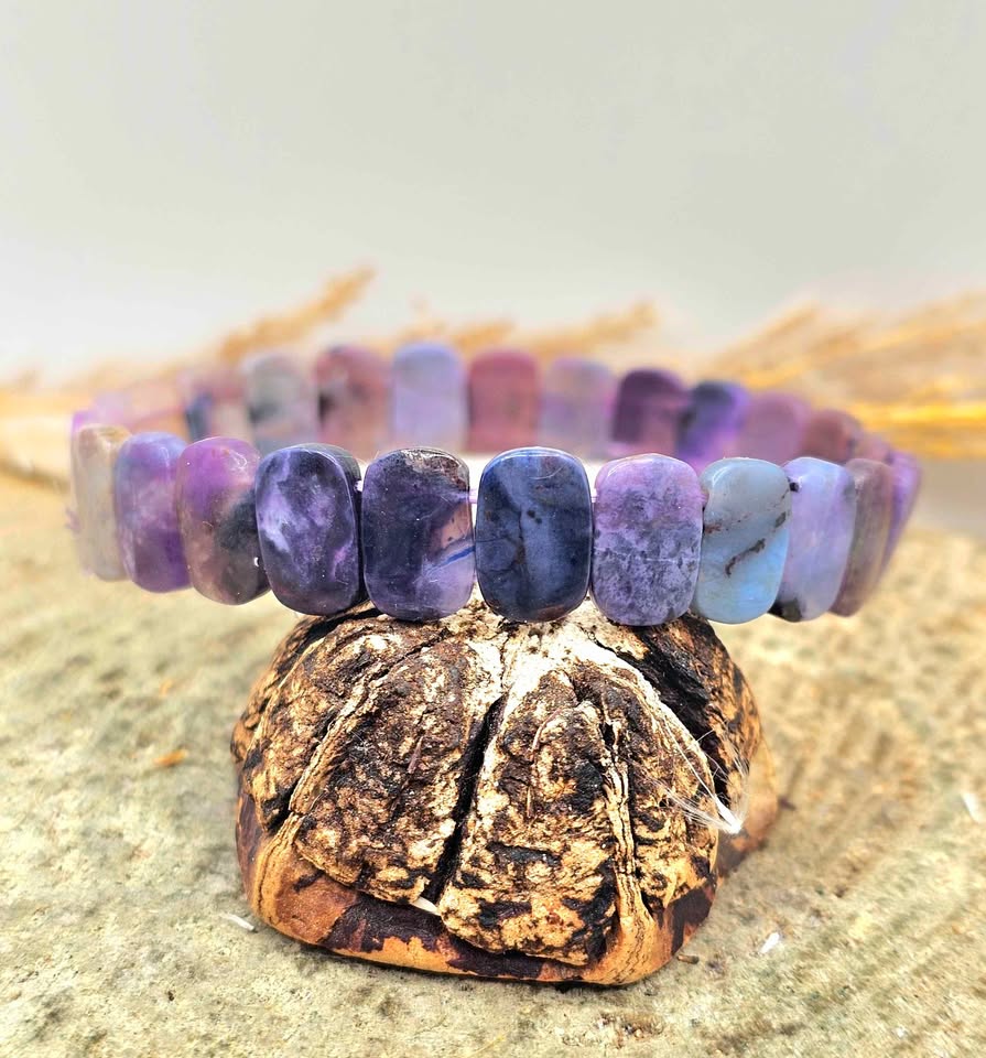 Genuine Nature Sugilite Oblong Tiles Beads Bracelet
