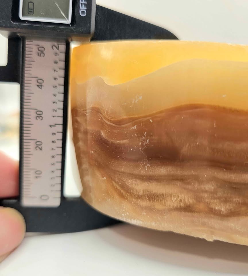 Nature Honey Calcite Crystal 4.5" Big Bowl.