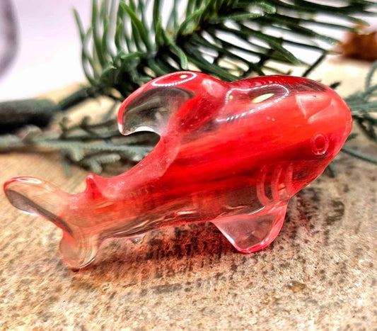 Unique Red Smelt Quartz Cute Shark Decor Figure