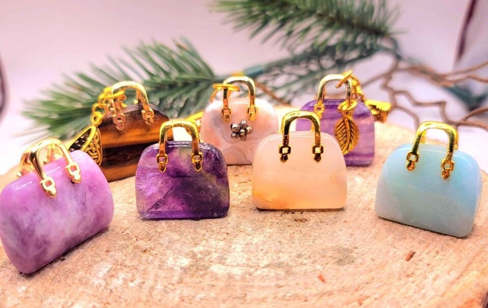 Beautiful Nature Crystal Stone Handbag Pendant Necklace