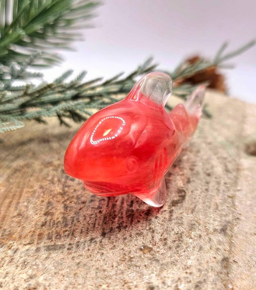 Unique Red Smelt Quartz Cute Shark Decor Figure
