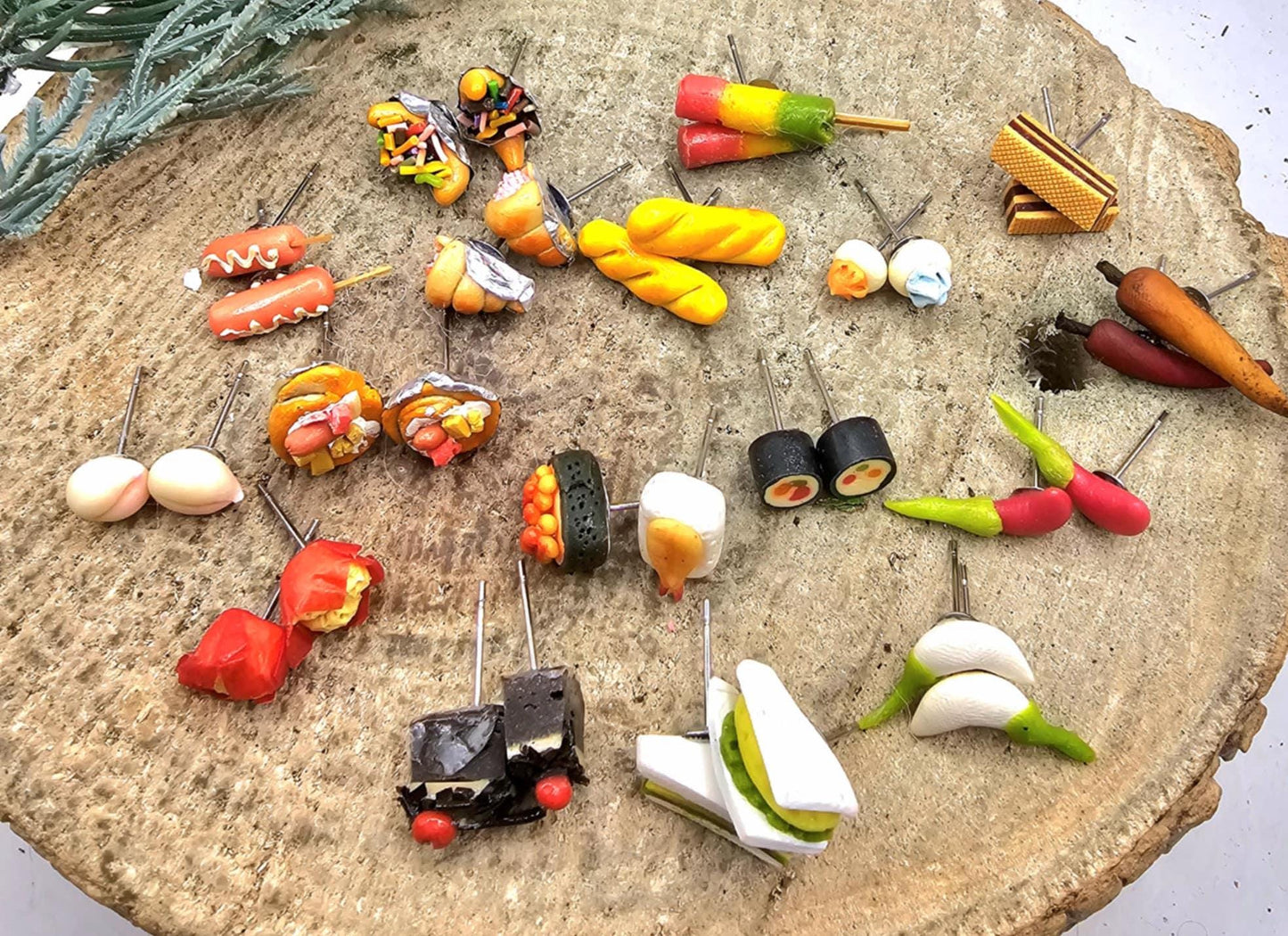 Hand Made Flour Clay Colorful Mini Food Ear Stud