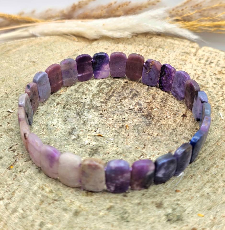 Genuine Nature Sugilite Oblong Tiles Beads Bracelet