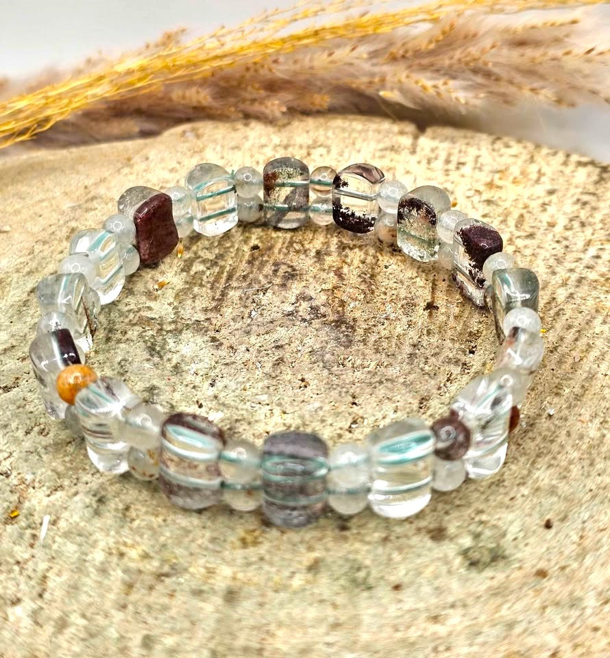 Nature Garden Quartz Oblong Tile Beads Bracelet