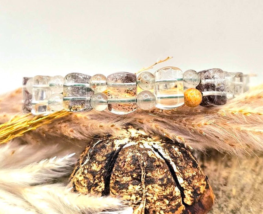 Nature Garden Quartz Oblong Tile Beads Bracelet