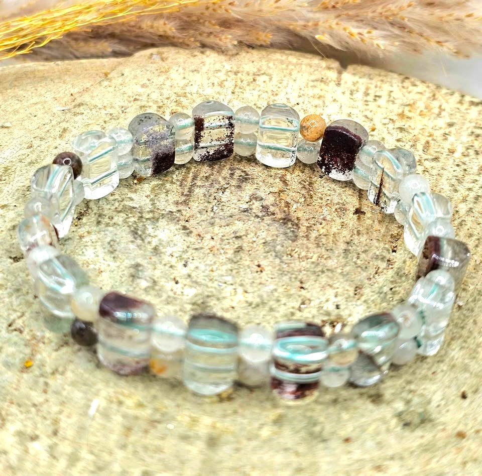 Nature Garden Quartz Oblong Tile Beads Bracelet