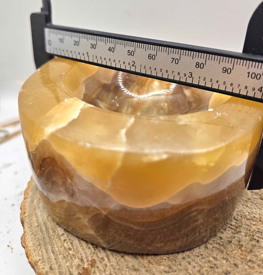 Nature Honey Calcite Crystal 4.5" Big Bowl.