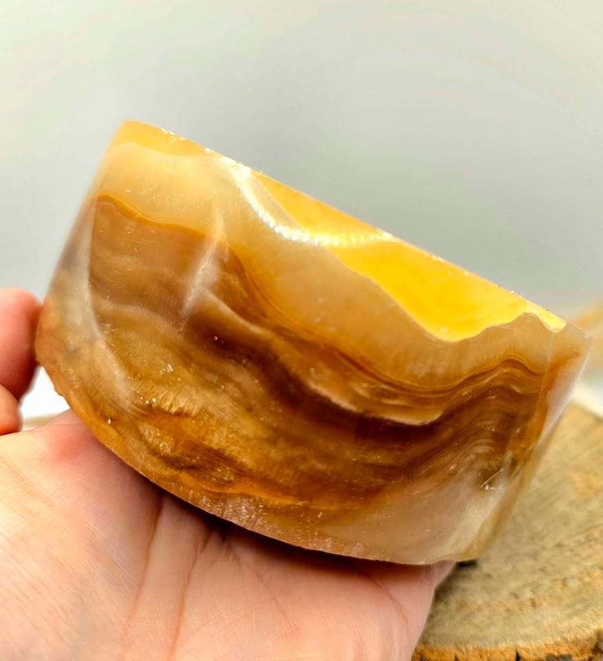 Nature Honey Calcite Crystal 4.5" Big Bowl.