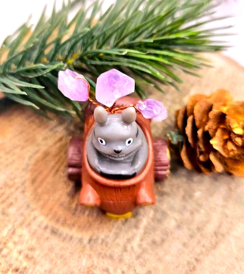 Totoro Amethyst Stone Decor Figure