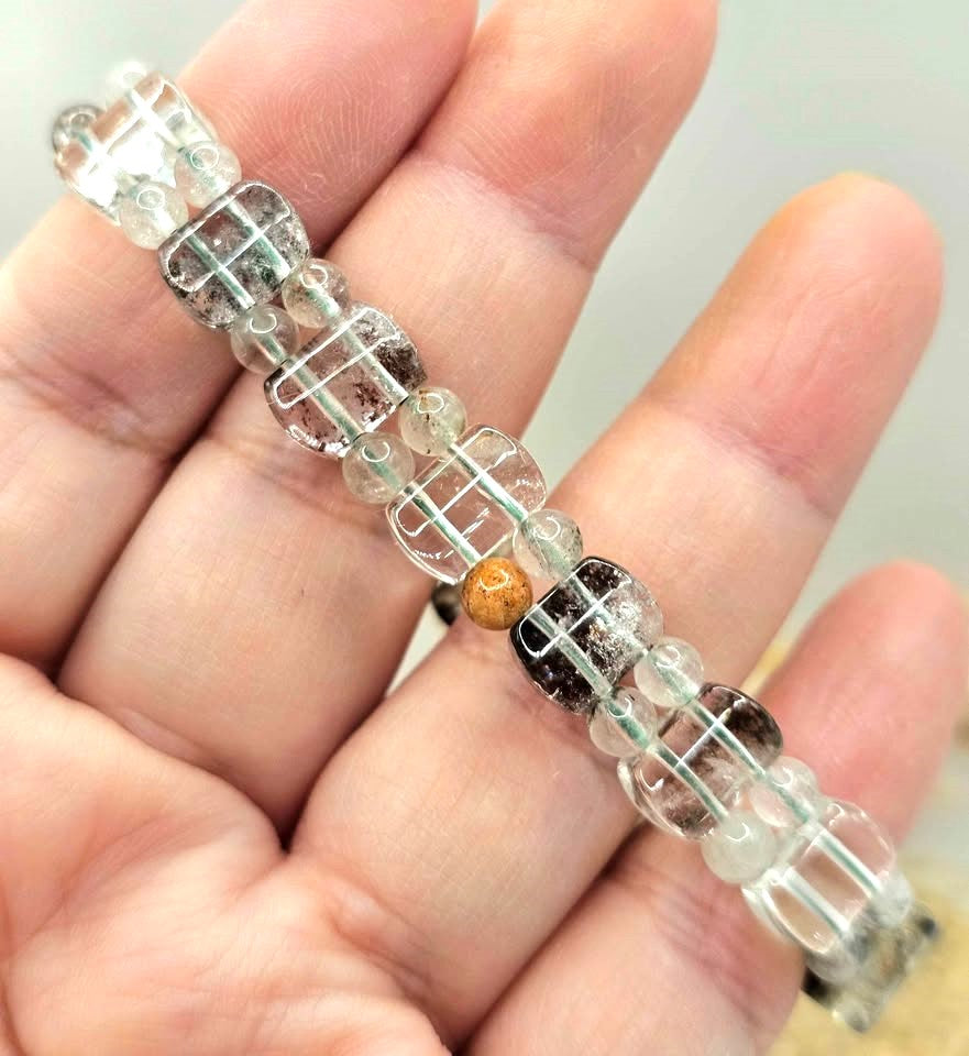 Nature Garden Quartz Oblong Tile Beads Bracelet