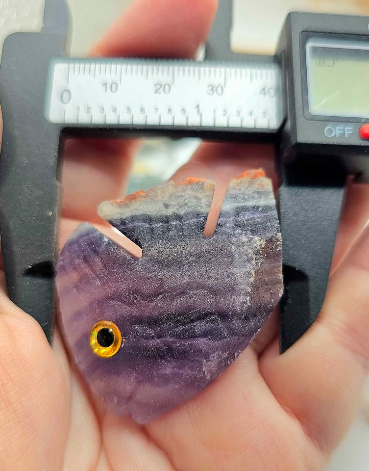 Nature Fluorite Hand Carved Fish With Calcite Stalactite Cluster