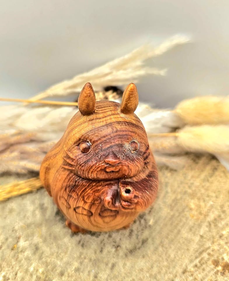 Nature Wood Carved Totoro Incense Holder
