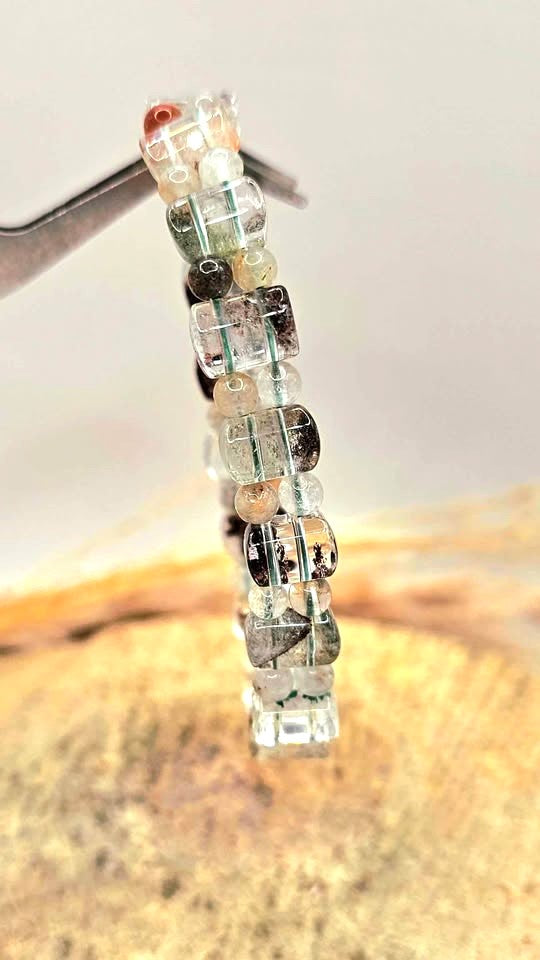 Nature Garden Quartz Oblong Tile Beads Bracelet