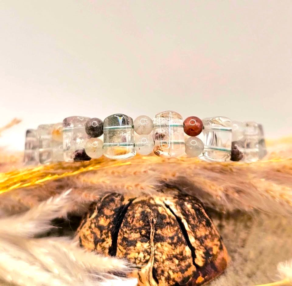 Nature Garden Quartz Oblong Tile Beads Bracelet