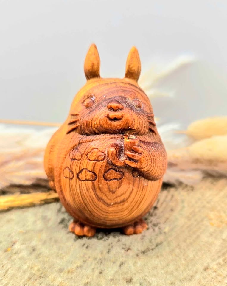 Nature Wood Carved Totoro Incense Holder