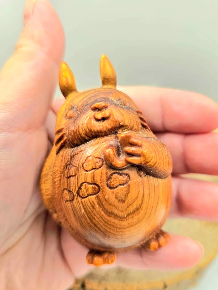 Nature Wood Carved Totoro Incense Holder