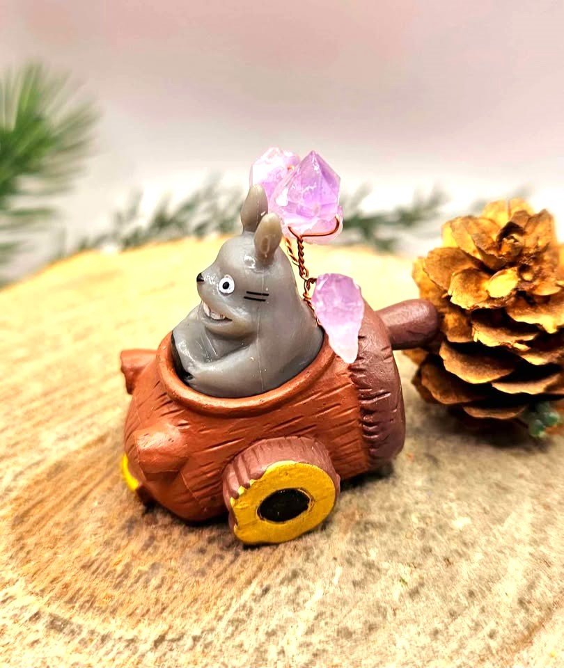 Totoro Amethyst Stone Decor Figure