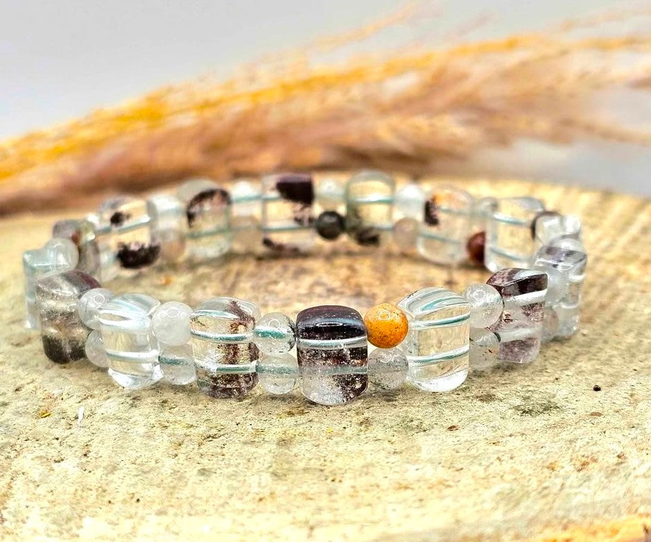 Nature Garden Quartz Oblong Tile Beads Bracelet