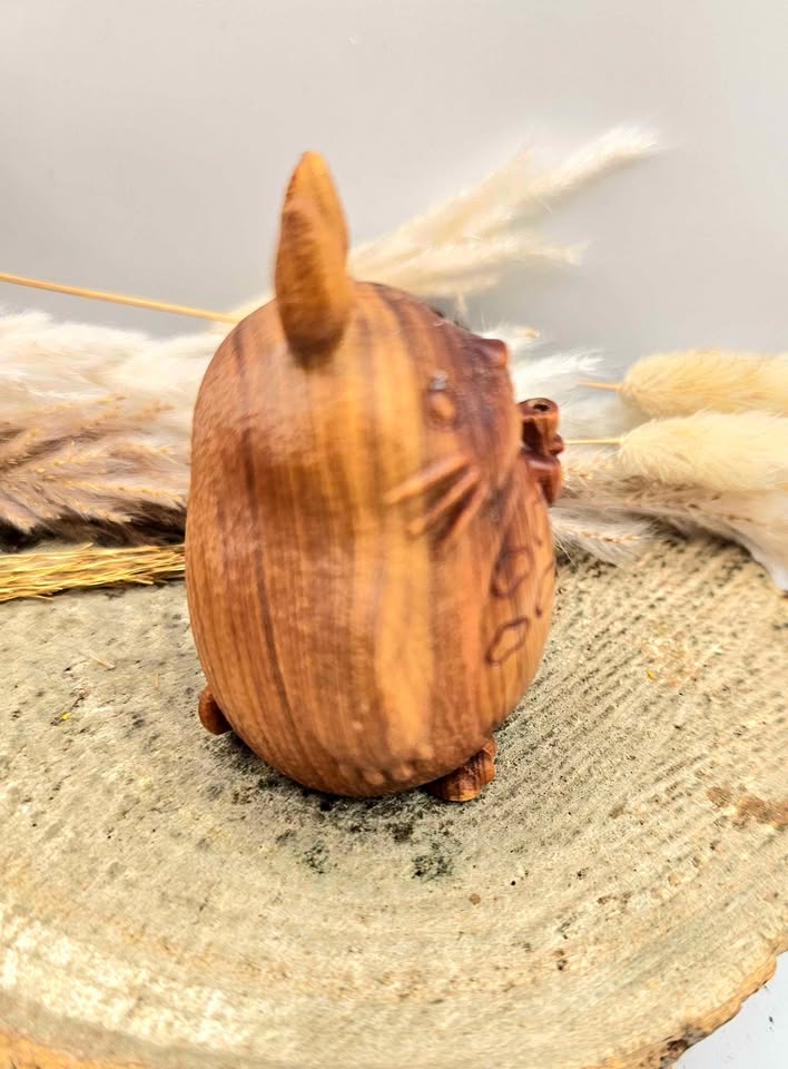 Nature Wood Carved Totoro Incense Holder