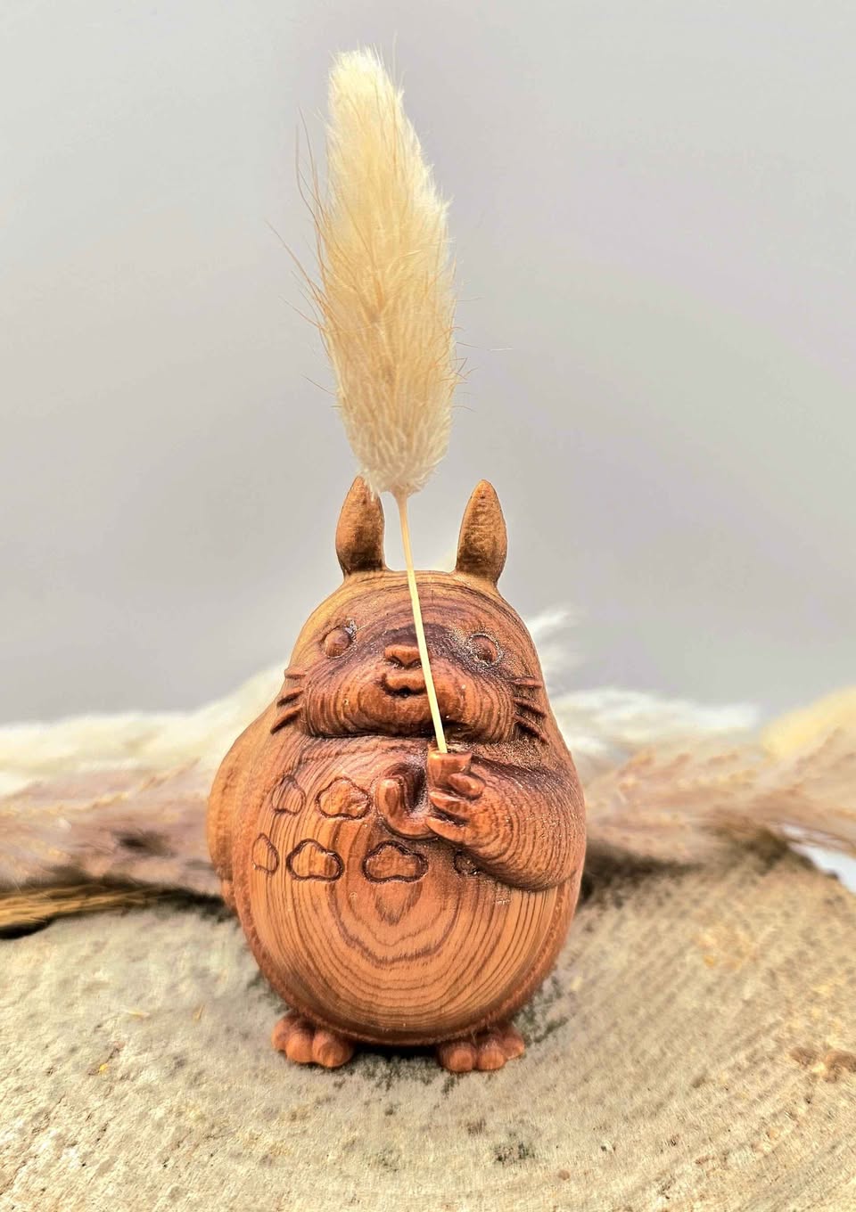 Nature Wood Carved Totoro Incense Holder