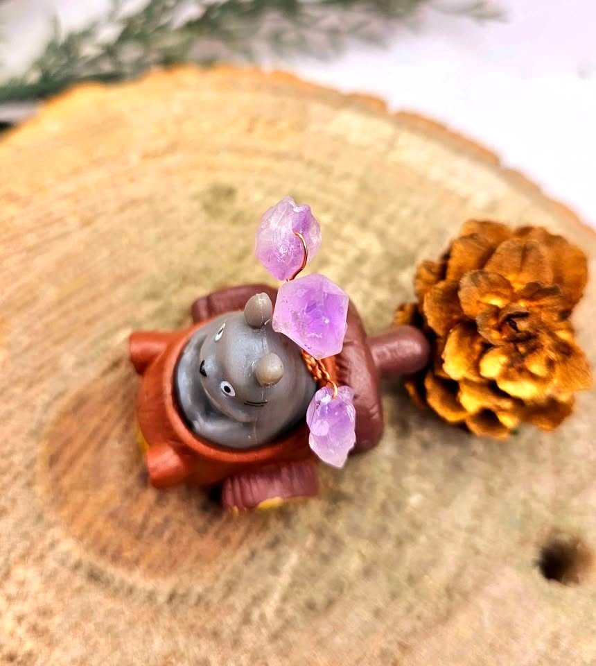 Totoro Amethyst Stone Decor Figure
