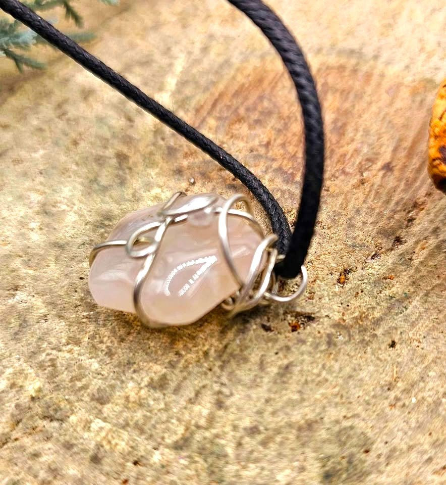 Nature Cherry Blossom Agate Star Wire Wrapped Pendant Necklace