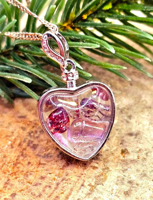 Nature Super Seven Floating Crystals Pendant Necklace