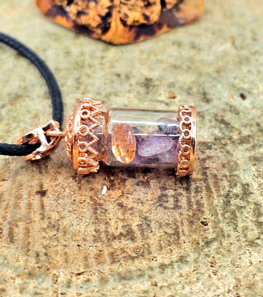 Nature Super Seven Crystal Chips Bottle Pendant Necklace