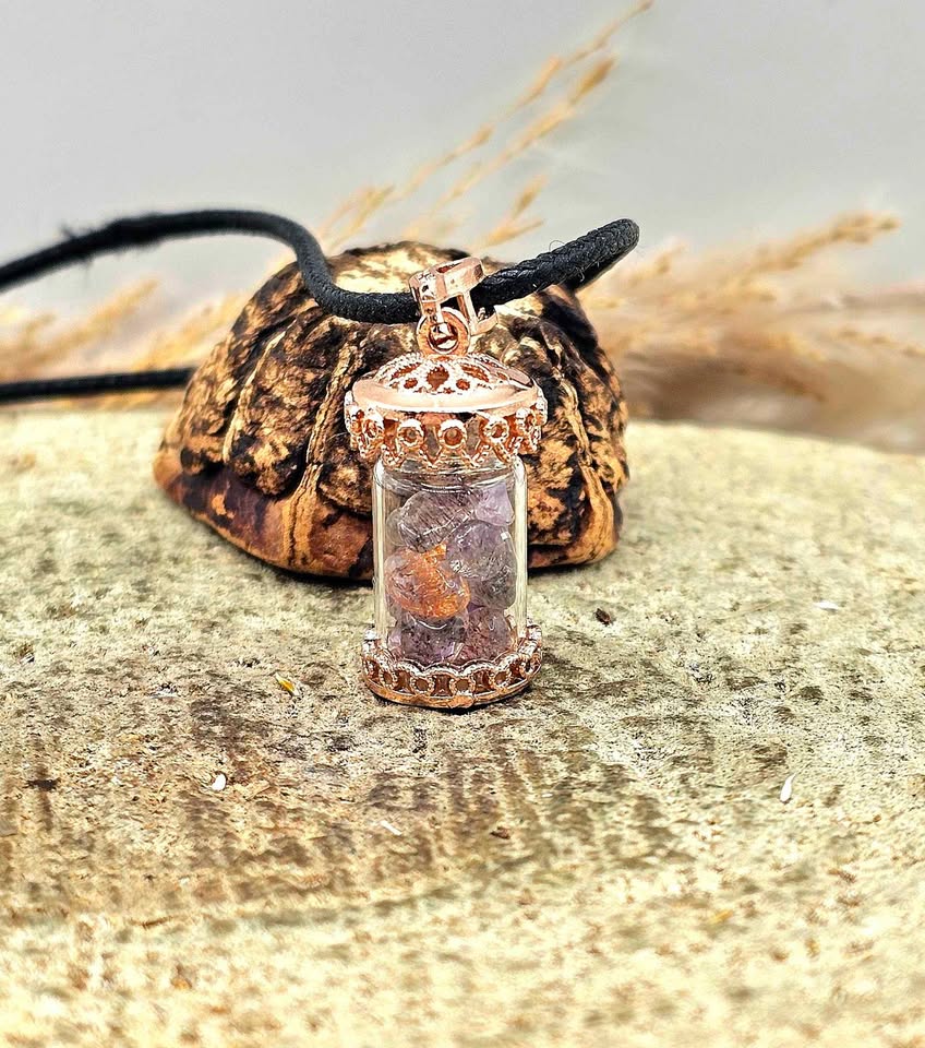 Nature Super Seven Crystal Chips Bottle Pendant Necklace