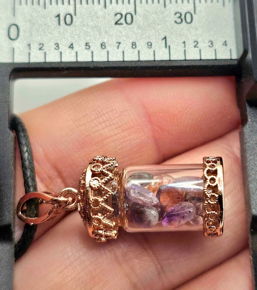 Nature Super Seven Crystal Chips Bottle Pendant Necklace