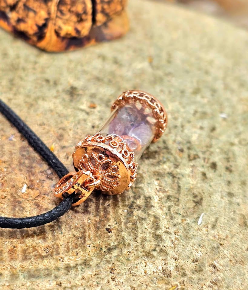 Nature Super Seven Crystal Chips Bottle Pendant Necklace