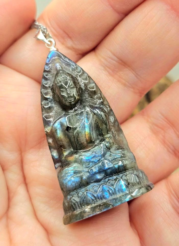 Nature Carved Buddha &amp; Dragon Pendant Necklace