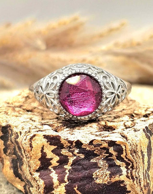 Genuine pink meteorite 925 sterling silver ring — My Aura Gemstones