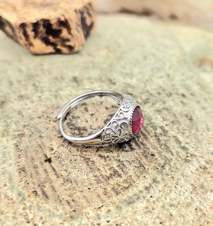 Genuine Pink Meteorite S925 Ring