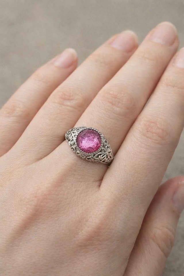 Genuine Pink Meteorite S925 Ring