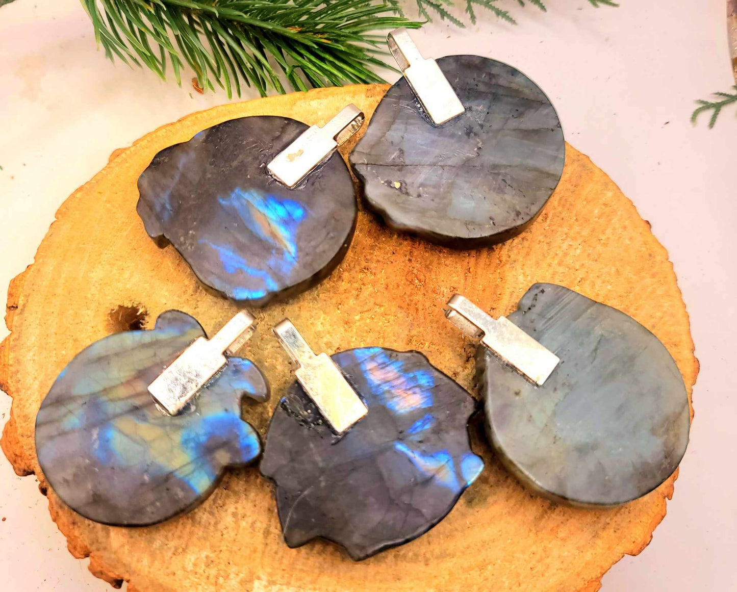 Nature Labradorite Flashy Carved Horoscope Big Round Pendant Necklace