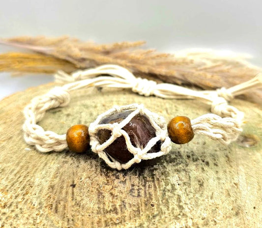Nature Auralite 23 Polished Stone With Mesh Cage Adjustable Bracelet