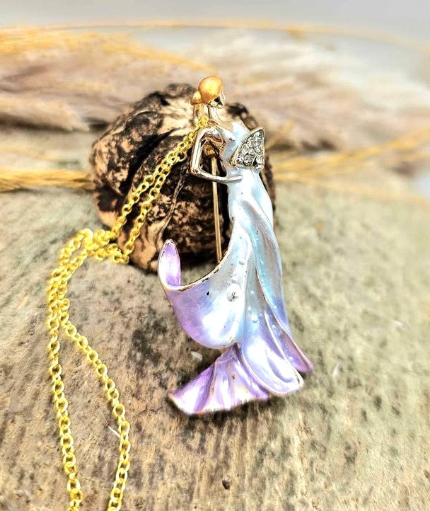 Elegant Lady Brooch Pendant Necklace