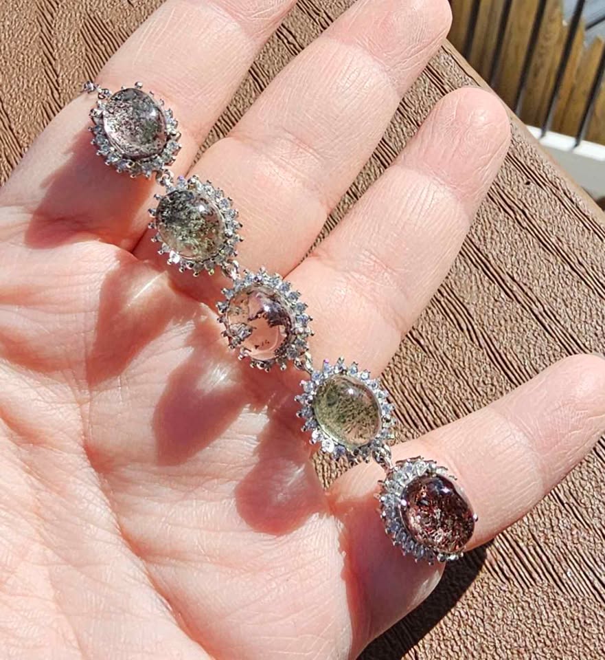 Garden quartz silver tone link bracelet color variation — My Aura Gemstones
