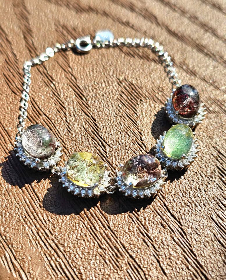 Garden quartz silver tone link bracelet size reference — My Aura Gemstones