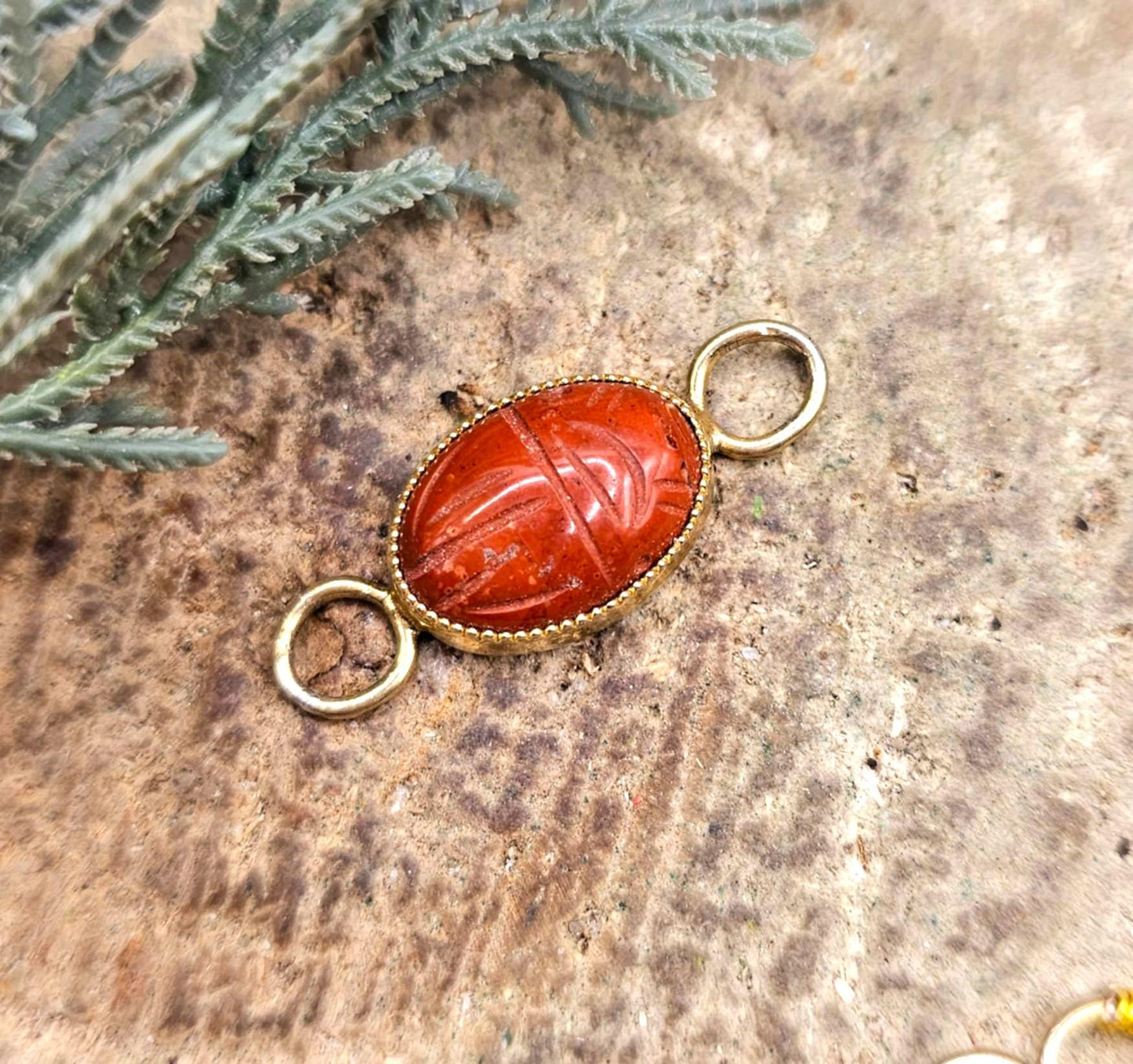 Nature Stone Hand Carved Scarab Beetle Hand Braided Bracelet
