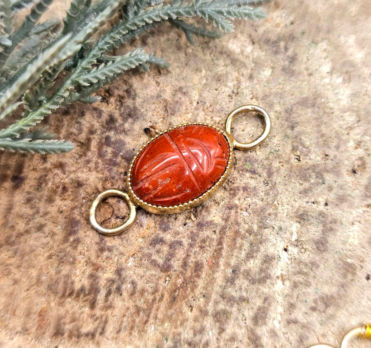 Stone hand-carved scarab beetle hand-braided bracelet lifestyle view — My Aura Gemstones