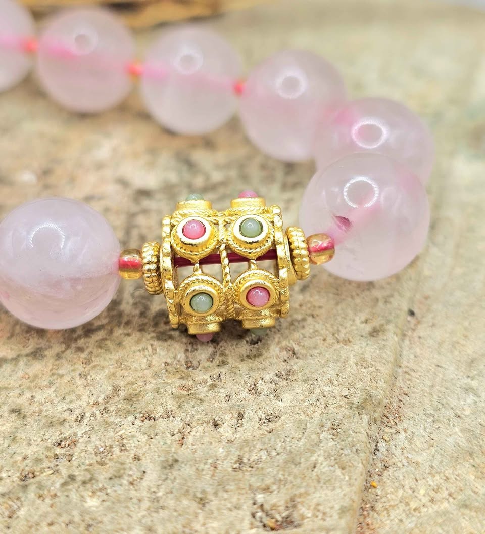 Mixed crystal and tourmaline blessing wheel bracelet color detail — My Aura Gemstones
