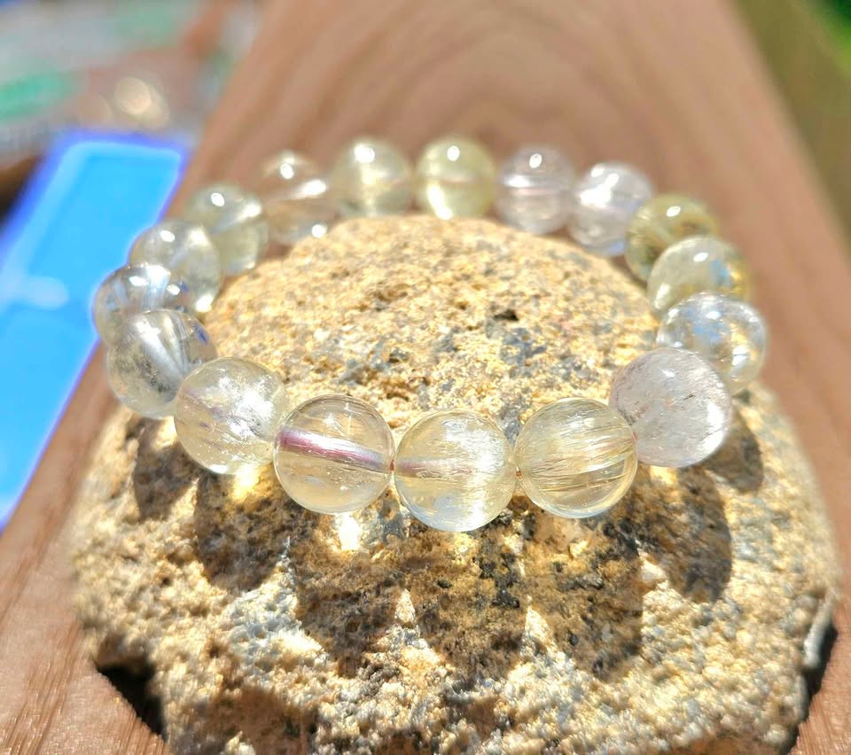 Natural Icy Kunzite Bracelet • 13mm High Clarity Beads • Cat Eye Silky Inclusions • Untreated Kunzite Crystal Jewelry