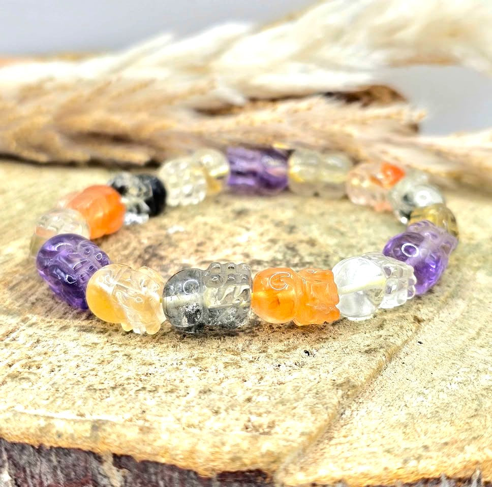 Nature high grade mixed crystal bracelet with carved Pi Xiu beads-My Aura Gemstones