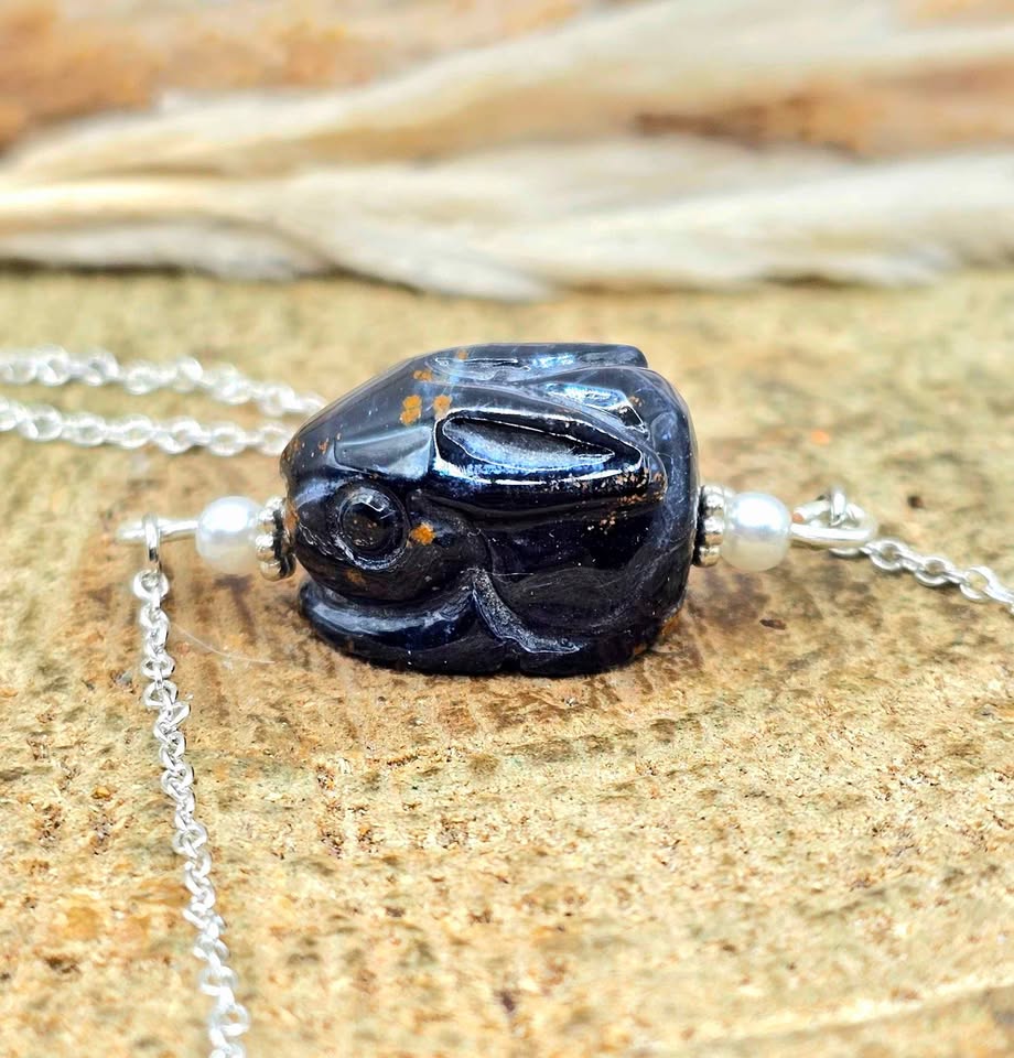 Natural Pietersite Rabbit Necklace featuring a hand-carved genuine gemstone rabbit pendant-My Aura Gemstones