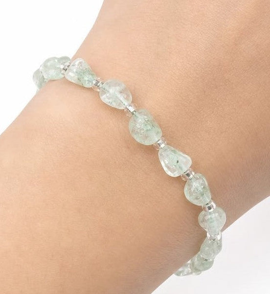 Natural green garden quartz nugget bracelet -My Aura Gemstones