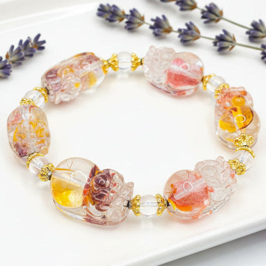 Hematoid Koi Quartz Pixiu bracelet for grounding, wealth, and emotional balance-My Aura Gemstones