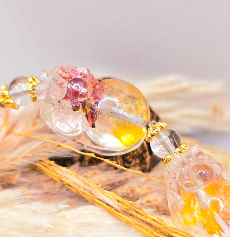 Hematoid Koi Quartz Pixiu bracelet for grounding, wealth, and emotional balance-My Aura Gemstones